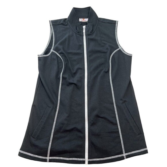Quacker Factory Vest Womens Small Black Rhinestone Bling Full Zip Sleeveless NEW - Picture 1 of 11
